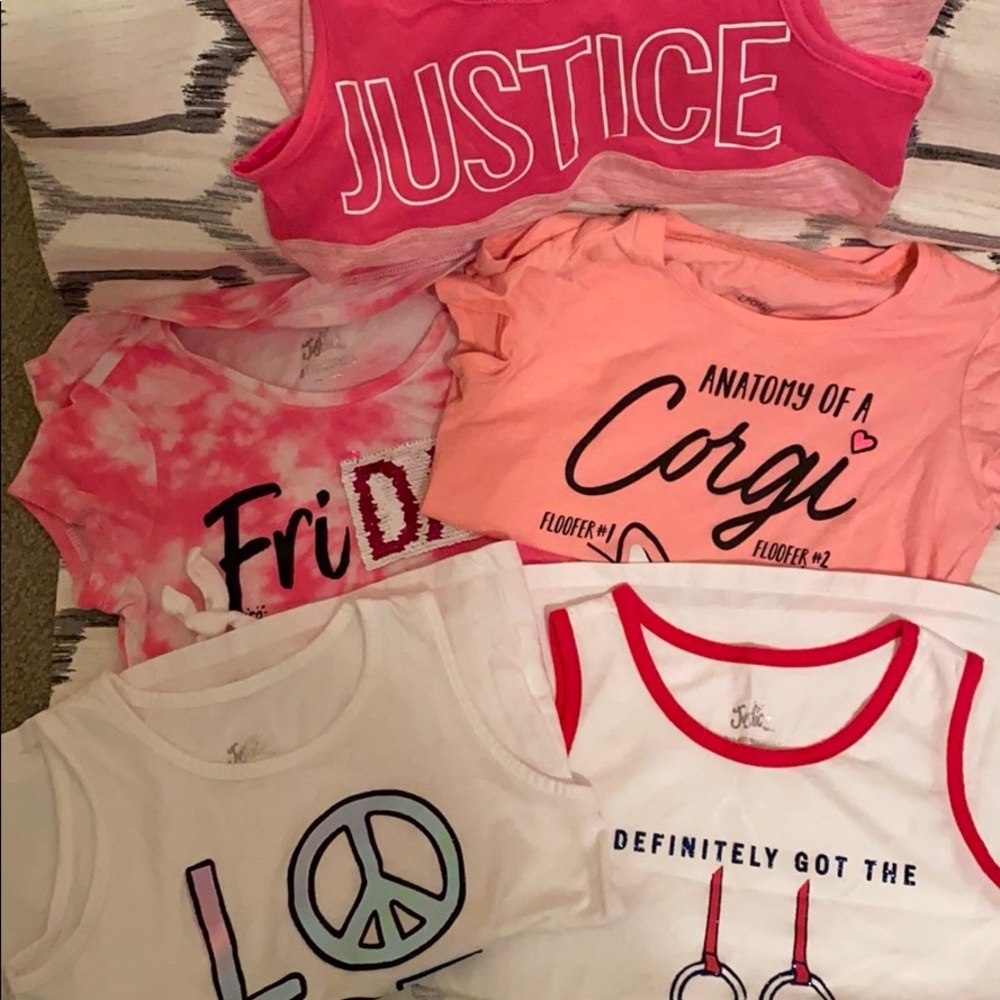 Five justice size 8 Girls shirts